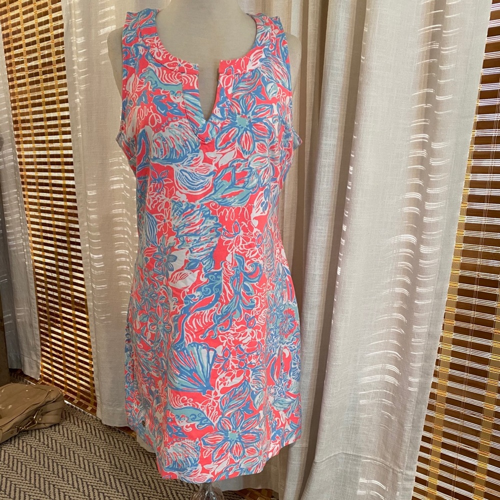 Floral Sleeveless Dress - Pink and Blue